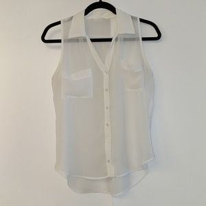 Lush Sleeveless White Sheer Blouse - Size XS